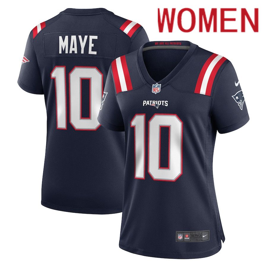 Women New England Patriots #10 Drake Maye Nike Navy 2024 NFL Draft First Round Pick Player Game Jersey->women nfl jersey->Women Jersey